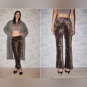 NWT Urban Outfitters Kimchi Blue 'Andie' Velvet Brown Wide Leg Pants - Size XXXL